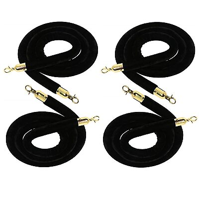 #ad 4 Pack Velvet Stanchion Rope 5Ft Stanchion Queue Barrier Rope Black Velvet Rope $25.99
