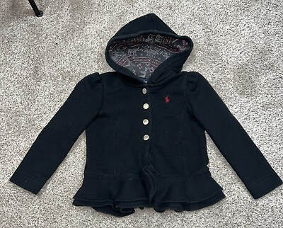 #ad Infant Girls Ralph Lauren Sweater Jacket 24 Months Black Hooded $15.68