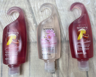 #ad Avon Senses Blushing Cherry Blossom And Pomegranate Mango Shower Gel Set Of 3 $9.00