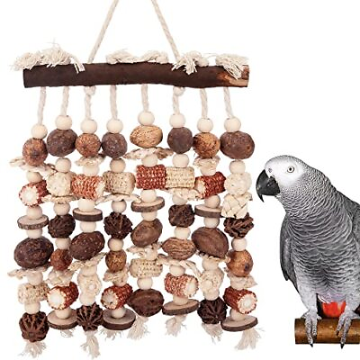 #ad Extra Large Parrot Bird Toys Natural Wooden Bird Chewing Tearing Toy for Coka... $38.58