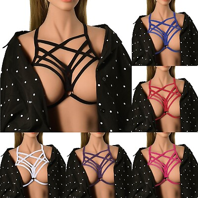 #ad Women#x27;s Sexy Harness Bra Elastic Cupless Cage Bra Strappy Hollow Out Underwear $7.34