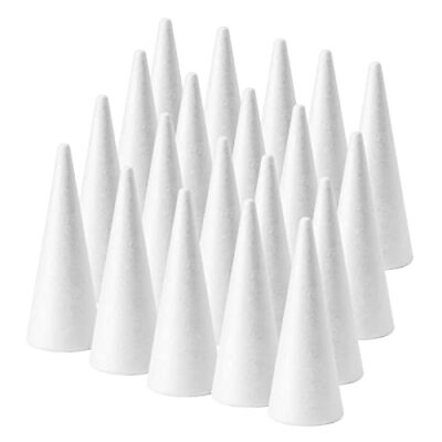 #ad Craft Foam Cones 20 Pack White Polystyrene Cone Shaped Foam Foam Tree Cones 2... $24.22