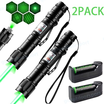 #ad 2Pack 6000Miles 532nm Green Laser Pointer Star Beam Lazer PenBatteryCharger $15.99