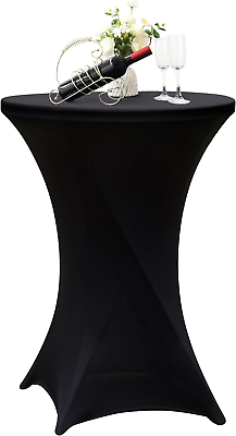 #ad 32X43 Inch Cocktail Table Cover Black Spandex Cocktail Tablecloth Highboy Tablec $249.88
