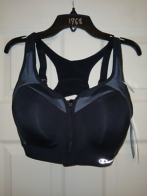 #ad Champion Sports Bra Motion Control Front Zip Wirefree Script Logo High Impact $27.99