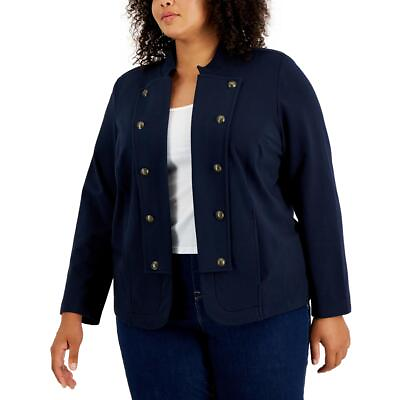 #ad Tommy Hilfiger Womens Navy Open Front Blazer Jacket Plus 2X BHFO 9537 $44.99