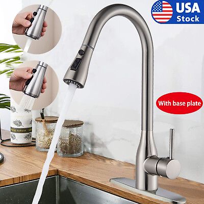 #ad Commercial Stainless Steel Kitchen Sink Faucet Pull Down Sprayer Spring Mixer $26.89