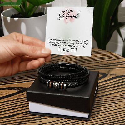 #ad Multilayer Braided Vegan Leather Steel Magnetic Bracelet For GIRLFRIEND Gift $39.90