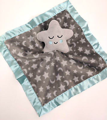 #ad Parent#x27;s Choice Plush Star Security Blanket Baby Lovey Gray Aqua Satin Back. 89 $16.99