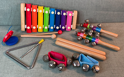#ad Musical Instruments Set Wooden Percussion Instruments Toy Kids Baby Preschool $16.00