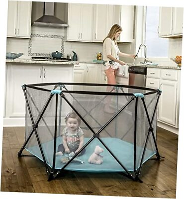 #ad My Portable Play Yard Indoor and Outdoor Bonus Kit Washable Aqua 6 Panel $65.33