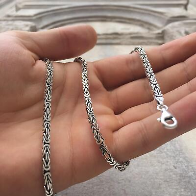 #ad 20 inch Mens Box King Byzantine Chains Necklaces 925 Sterling Silver 3mm 30GR $139.90