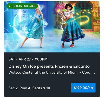 #ad 2 Front Row Tickets to Disney On Ice Presents Frozen amp; Encanto in Miami FL $299.00