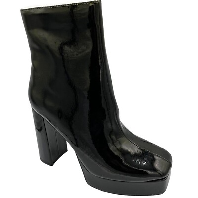 #ad Steve Madden Luisina Goth Witchy Punk Black Patent Chunky Platform Boots 9.5 $34.99