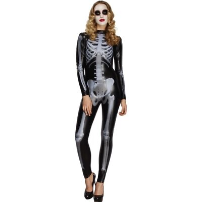 #ad Smiffys Fever Miss Whiplash Skeleton Costume Black Size S $19.60