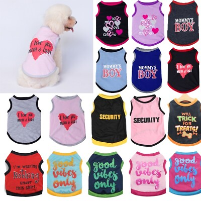 #ad Cute Pet Dog Clothes T Shirt Print Small Cat Puppy Vest Apparel Wholesale XS XL‹ $4.15