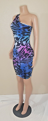 #ad Womens Bodycon Dress Multi colored Zebra Pattern $11.99