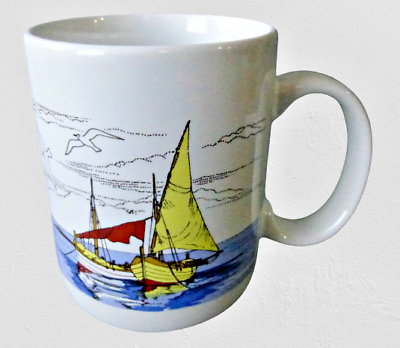 #ad Coffee Tea Mug Ocean Marine White Ceramic 10 OZ. Japan Collectibles Pictorial $13.15