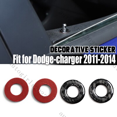 #ad REAL Carbon Fiber Door Lock Plunge Interior Ring Trims For Dodge Charger 2011 14 $9.99
