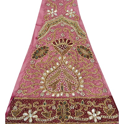 #ad Sanskriti Vintage Design Fabric Hand Beaded Indian Craft Purple Dress Decor $17.99