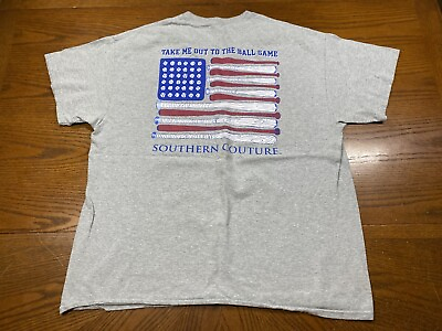 #ad Southern Couture Baseball American Flag Shirt XL Mens Extra Large Gray TX $7.38