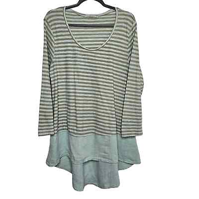 #ad Cut Loose Women#x27;s Cotton Linen Striped Tunic Top Size Medium Lagenlook Breezy $24.99