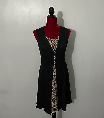 #ad Betsy Lauren Black Leopard Dress Size 6 $12.00
