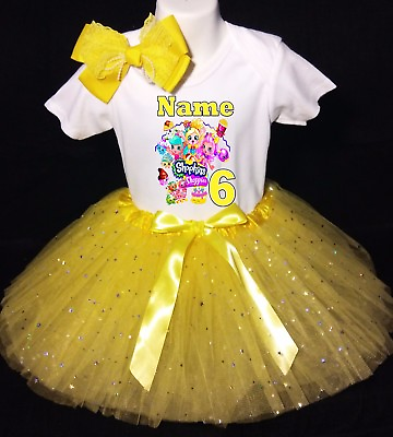 #ad Shopkins *With NAME* 6th Sixth 6 Birthday Yellow Tutu Dress Fast Shipping $20.50