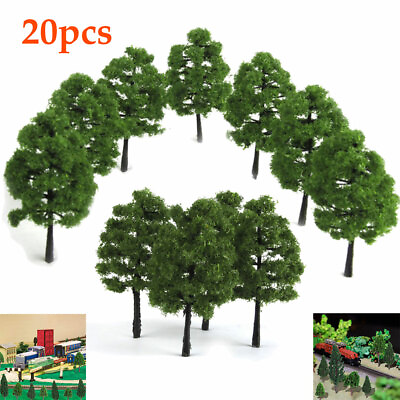 #ad 20pcs Green Landscape Tree Miniature Tree N Scale Trees Model Scenery Tree Hand $9.31