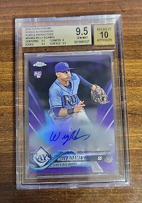 #ad Willy Adames 2018 Topps Chrome Purple Refractor 078 250 Auto BGS 9.5 Auto 10 RC $99.99