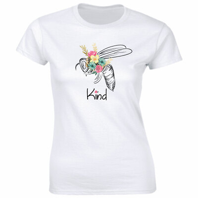 #ad Kind with Bee and Flowers Image T Shirt for Women Cute Motivational Tee $9.88