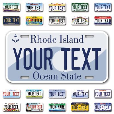 Custom state License Plates with personalized text Car 12x6 Moto 7x4 Bike 6x3 $12.99