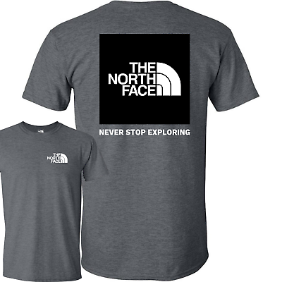 #ad The North Face Box NSE Logo T Shirt Men#x27;s Tee Heather Gray amp; Black Large L New $16.95