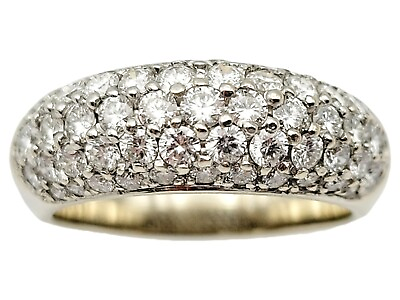 #ad Ring Diamonds Round Pavé 1.52 CTW Dome 7.18 mm Band 18 Karat White Gold Size 7 $1599.00