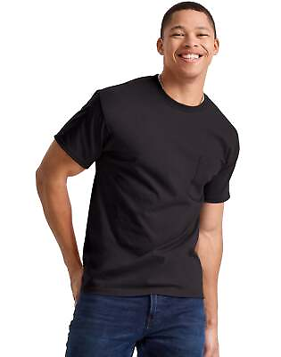 #ad Hanes Men Pocket T Shirt Cotton Short Sleeve Tee Crewneck Classic Fit Essentials $8.00
