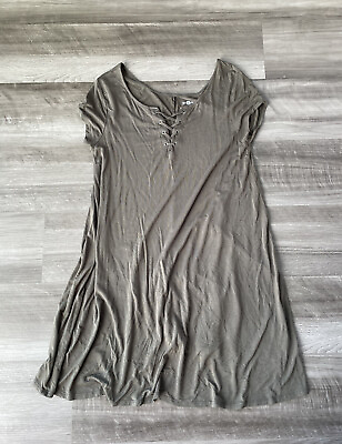 #ad SO Swing Dress Olive Green Size M Corset V Neck Soft $17.96