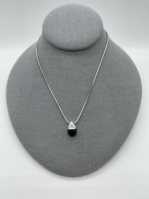 #ad Napier Silver Toned Necklace Signed Black amp; Silver Classic Basic Minimalist $8.99