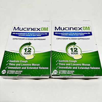 #ad Mucinex DM 12 hour cough control 20 tablets each Lot Of 2 $11.67