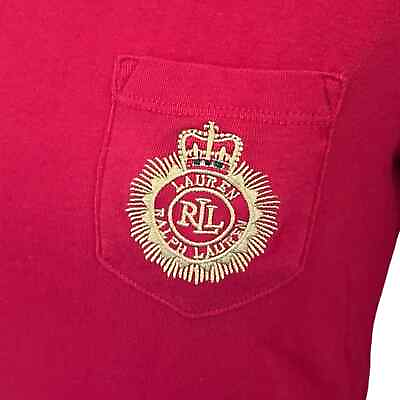 #ad RALPH LAUREN Black Label Crest Embroidered Pocket Shirt in Red WOMEN#x27;S MEDIUM $29.95