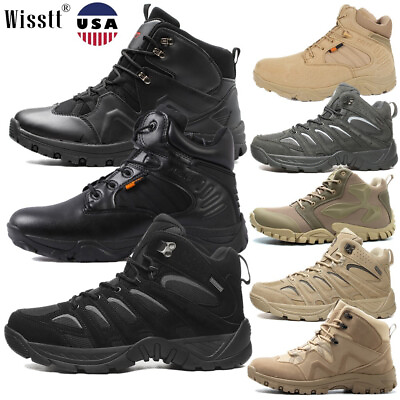 #ad Mens Desert Combat Shoes Tactical Military Boots Non slip Jungle Work Army Size $36.99