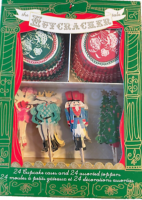 #ad Williams Sonoma The Nutcracker Cupcake Papers 24 and 24 Character Toppers NWT $10.00