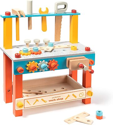 #ad Robud Wooden Toddler Tool Bench Kids Play Tools Set Construction Toy Work Bench $33.99