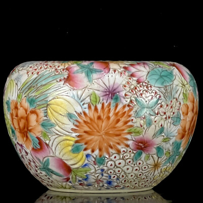 #ad Chinese Pastel Porcelain Handmade Exquisite Flowersamp;Plants Brush Washer 14580 $332.99