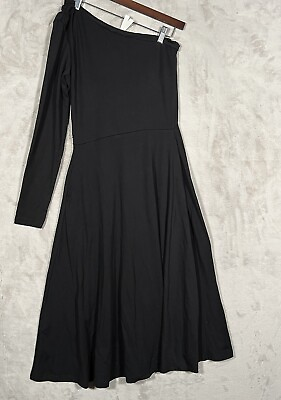 #ad Pact Midi Dress Womens Size Medium Black Off The Shoulder $12.64