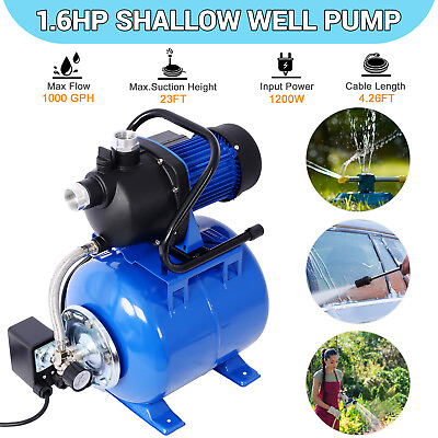 #ad 1.6HP Water Jet Shallow Well Garden Pump with Booster System amp; Pressure Tank $204.99