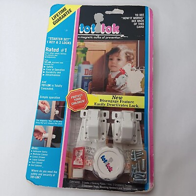 #ad Tot Loc Starter Set Child Safety Lock 1 Key 2 Locks Rev A Shelf Vintage NOS READ $10.39