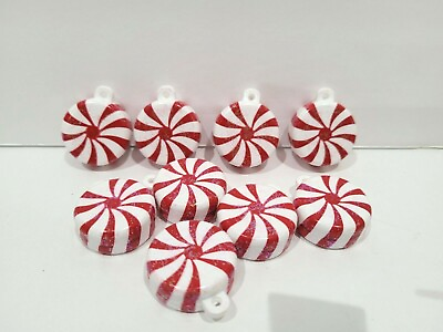 #ad 9 Mini Peppermint Candy Cane Christmas Red White Tree Ornaments Decor Crafts $13.75