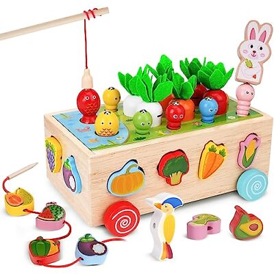 #ad Toddlers Montessori Toys for 1 2 3 Year Old Wood Educational Shape Sorting T... $18.18