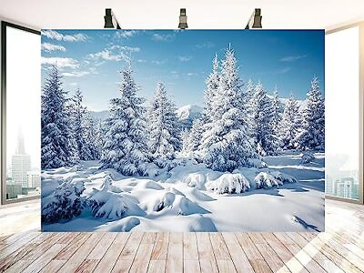 #ad 8x6FT Winter Backdrop Snow Backdrop White Christmas Tree Backdrops Wonderland... $30.55