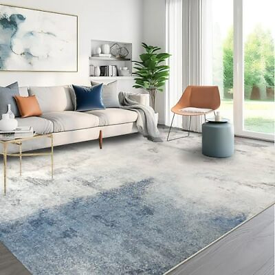 #ad Machine Washable Area Rugs 8x10 Rugs for Living Room Low 8#x27;x10#x27; Blue and Grey $146.82
